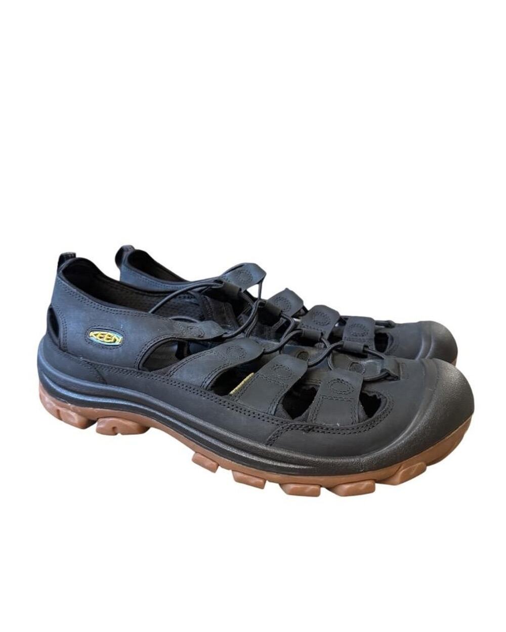 Keen Glisan Black Leather Fisherman Closed Toe Sandals Men Size 13